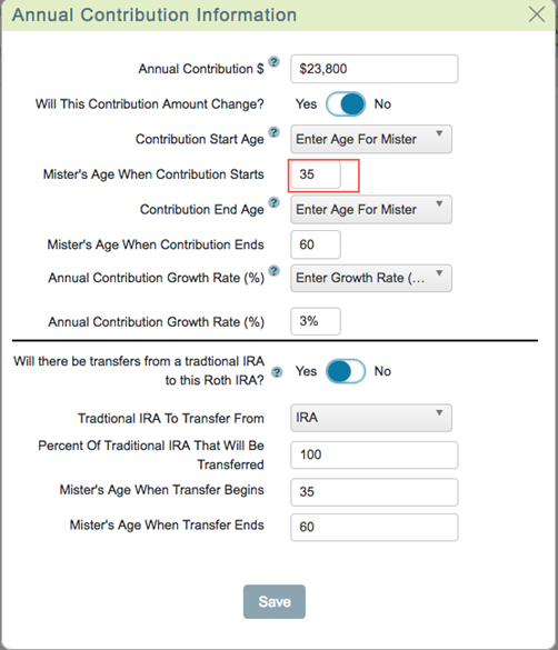 Investment Contribution Information