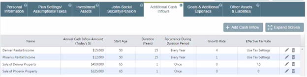 Real estate income and sales in WealthTrace