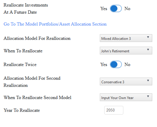 Reallocating investments twice in WealthTrace