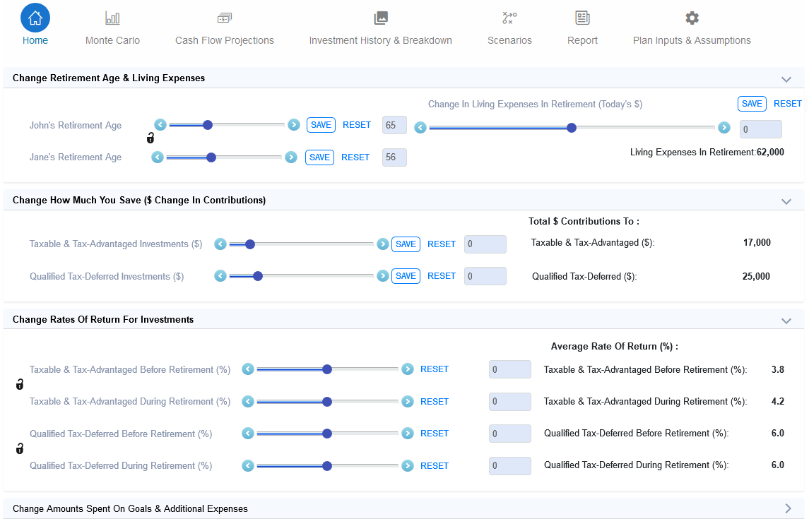 Use our sliders to change the most important assumptions and watch results change in real time.