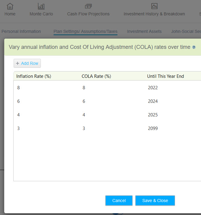 Financial planning software for individuals